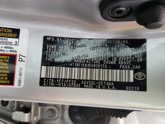 Photo 9 VIN: 4T1BF1FK1EU828172 - TOYOTA CAMRY L 