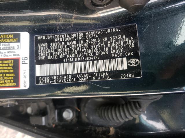 Photo 9 VIN: 4T1BF1FK1EU834456 - TOYOTA CAMRY L 