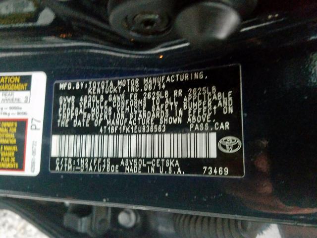 Photo 9 VIN: 4T1BF1FK1EU836563 - TOYOTA CAMRY L 