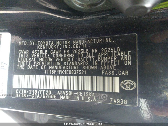 Photo 8 VIN: 4T1BF1FK1EU837521 - TOYOTA CAMRY 