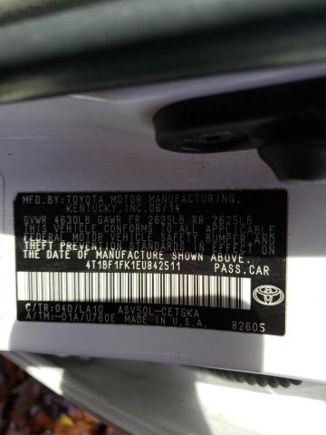 Photo 9 VIN: 4T1BF1FK1EU842511 - TOYOTA CAMRY L 