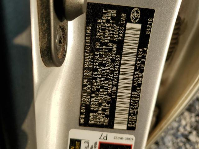 Photo 11 VIN: 4T1BF1FK1EU843559 - TOYOTA CAMRY L 