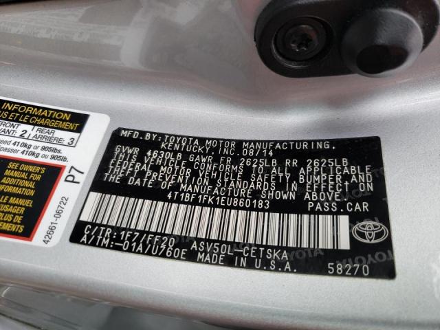 Photo 9 VIN: 4T1BF1FK1EU860183 - TOYOTA CAMRY L 