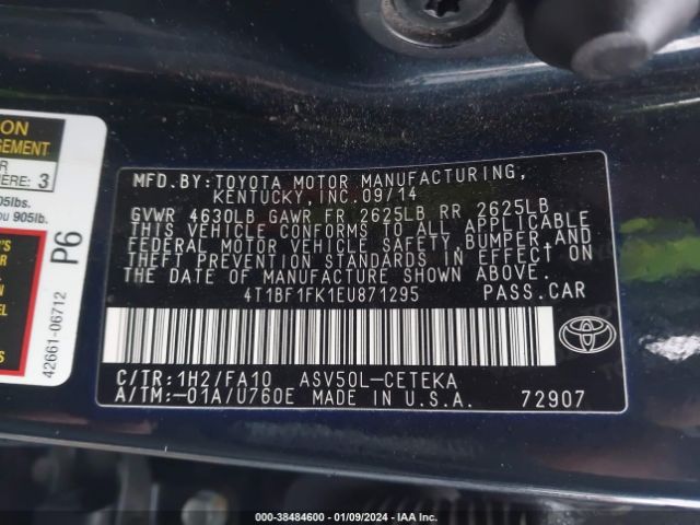 Photo 8 VIN: 4T1BF1FK1EU871295 - TOYOTA CAMRY 