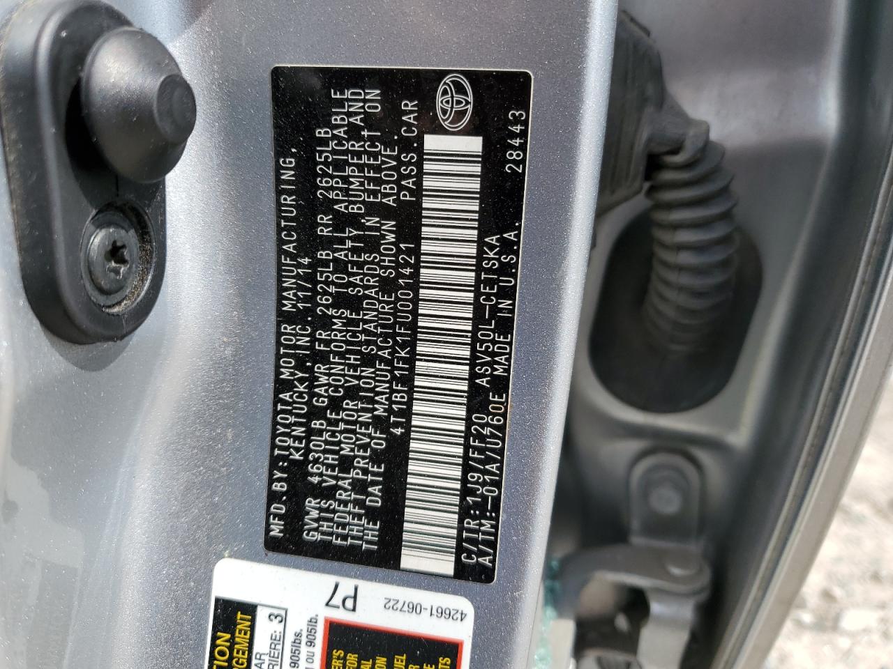 Photo 11 VIN: 4T1BF1FK1FU001421 - TOYOTA CAMRY 