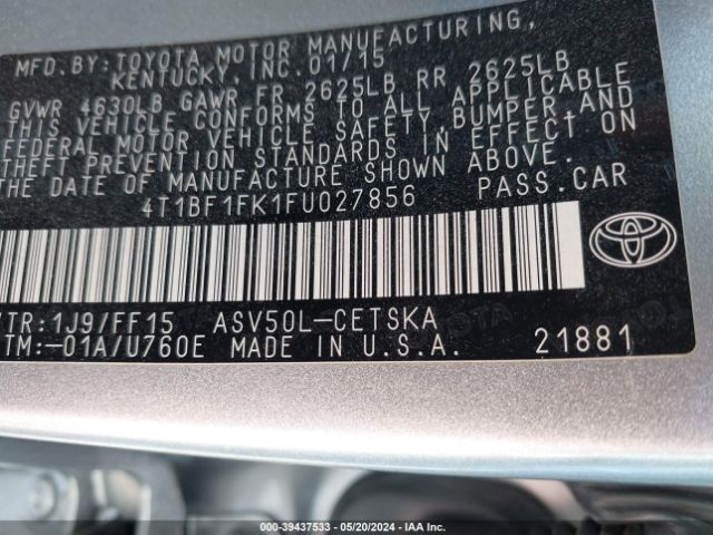 Photo 8 VIN: 4T1BF1FK1FU027856 - TOYOTA CAMRY 