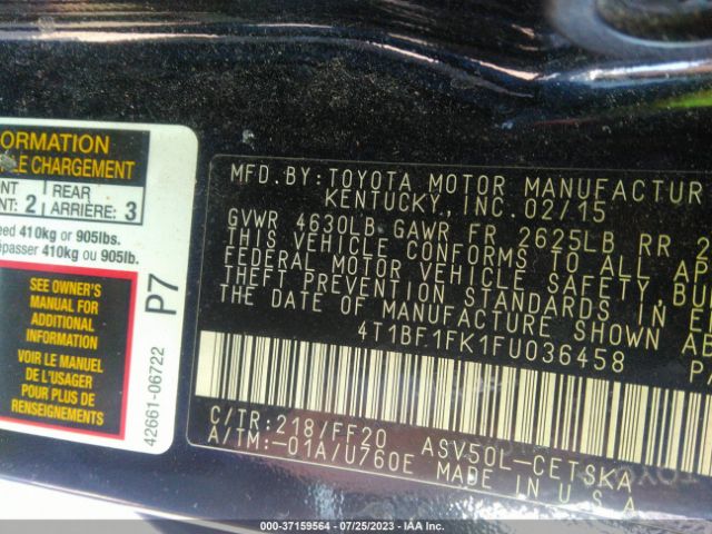 Photo 8 VIN: 4T1BF1FK1FU036458 - TOYOTA CAMRY 