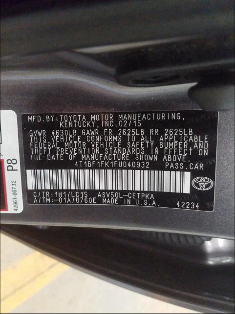 Photo 9 VIN: 4T1BF1FK1FU040932 - TOYOTA CAMRY LE 