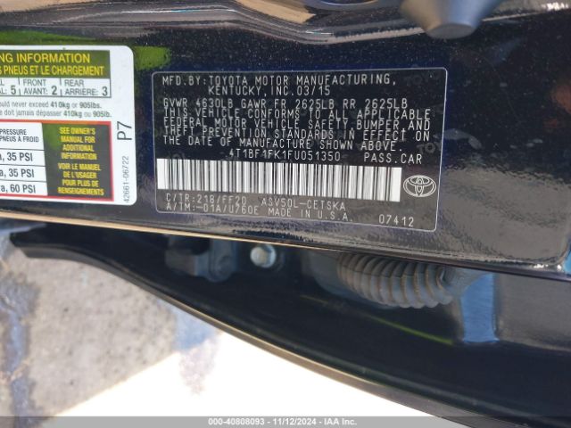 Photo 8 VIN: 4T1BF1FK1FU051350 - TOYOTA CAMRY 