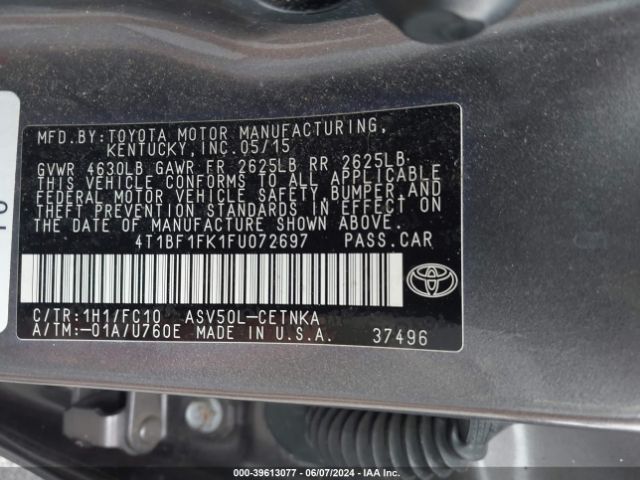 Photo 8 VIN: 4T1BF1FK1FU072697 - TOYOTA CAMRY 