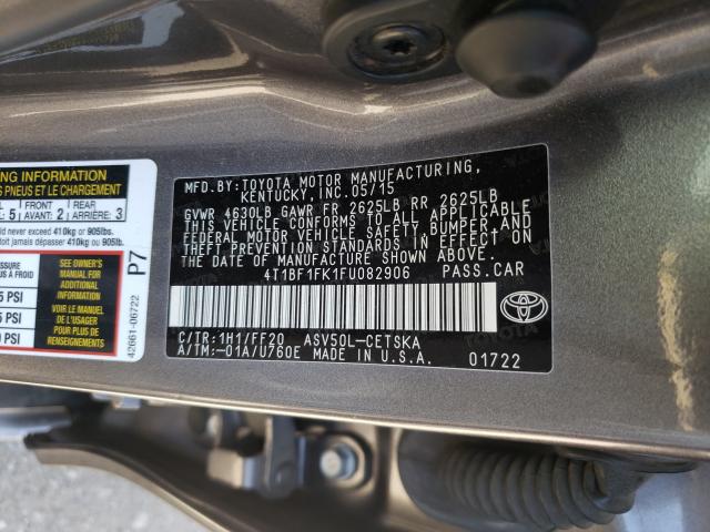 Photo 9 VIN: 4T1BF1FK1FU082906 - TOYOTA CAMRY LE 