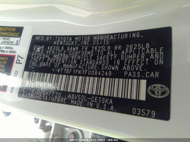 Photo 8 VIN: 4T1BF1FK1FU084249 - TOYOTA CAMRY 