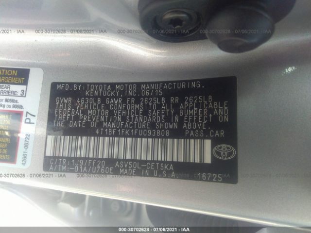 Photo 8 VIN: 4T1BF1FK1FU093808 - TOYOTA CAMRY 