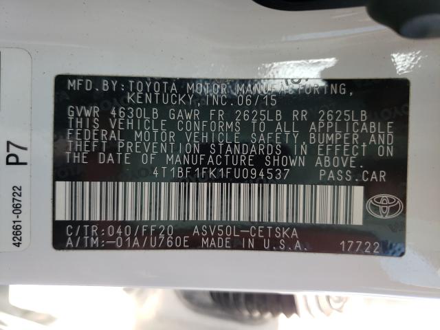 Photo 9 VIN: 4T1BF1FK1FU094537 - TOYOTA CAMRY LE 