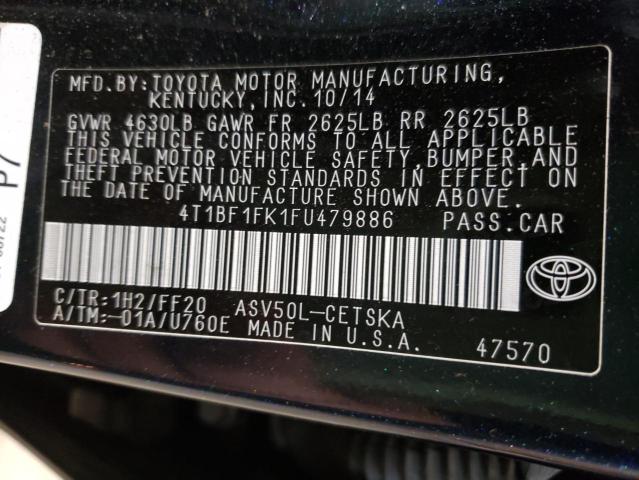 Photo 9 VIN: 4T1BF1FK1FU479886 - TOYOTA CAMRY LE 