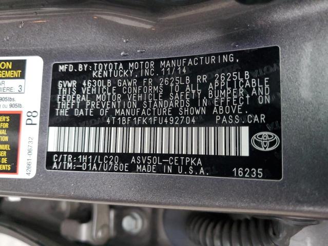 Photo 11 VIN: 4T1BF1FK1FU492704 - TOYOTA CAMRY LE 