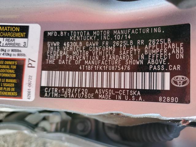 Photo 12 VIN: 4T1BF1FK1FU875476 - TOYOTA CAMRY LE 