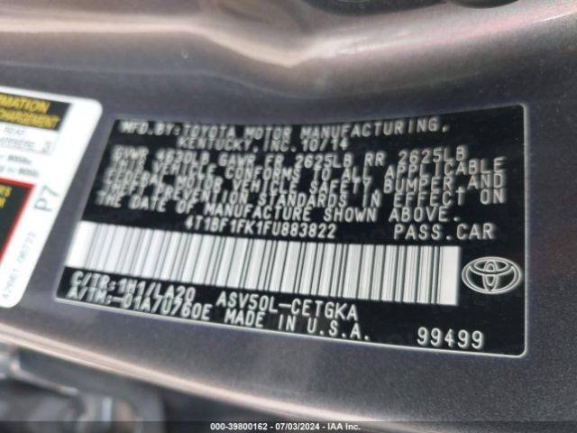 Photo 8 VIN: 4T1BF1FK1FU883822 - TOYOTA CAMRY 