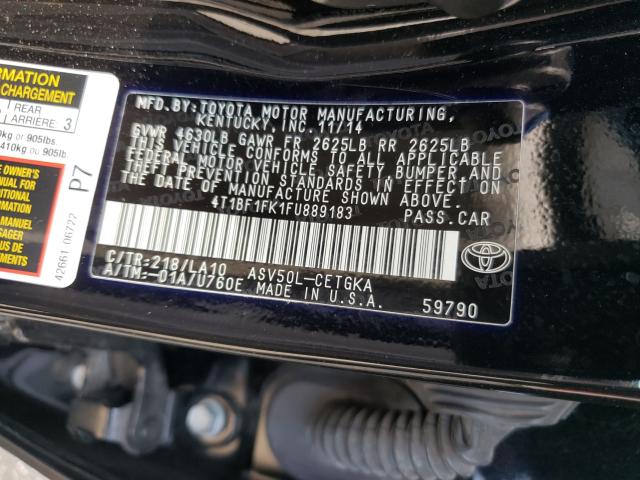 Photo 9 VIN: 4T1BF1FK1FU889183 - TOYOTA CAMRY XLE 