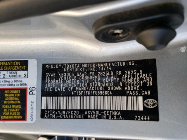 Photo 9 VIN: 4T1BF1FK1FU896604 - TOYOTA CAMRY LE 