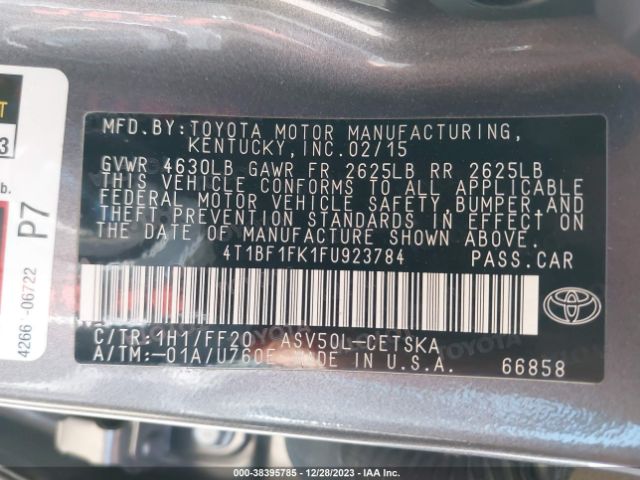 Photo 8 VIN: 4T1BF1FK1FU923784 - TOYOTA CAMRY 