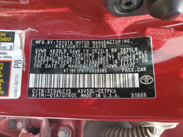 Photo 11 VIN: 4T1BF1FK1FU939385 - TOYOTA CAMRY LE 