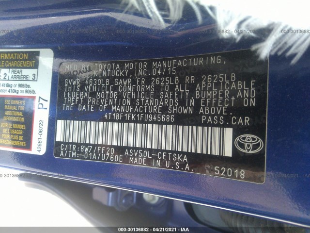 Photo 8 VIN: 4T1BF1FK1FU945686 - TOYOTA CAMRY 