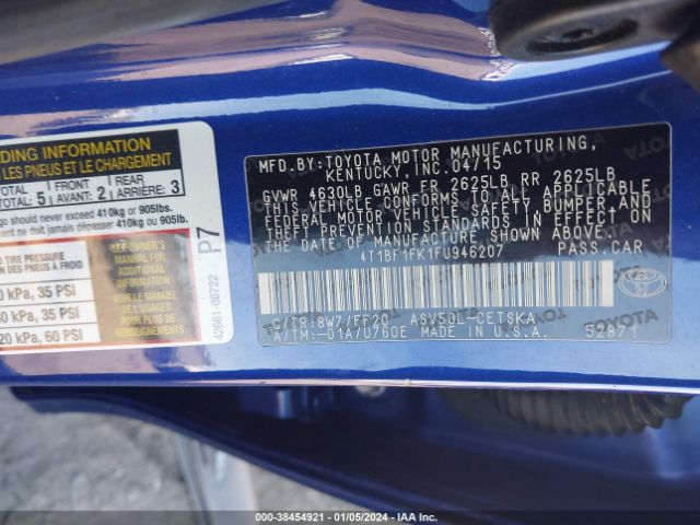 Photo 8 VIN: 4T1BF1FK1FU946207 - TOYOTA CAMRY 