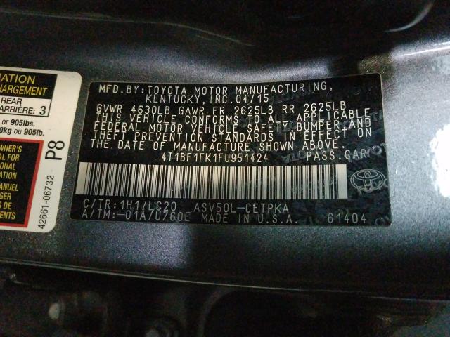 Photo 9 VIN: 4T1BF1FK1FU951424 - TOYOTA CAMRY LE 