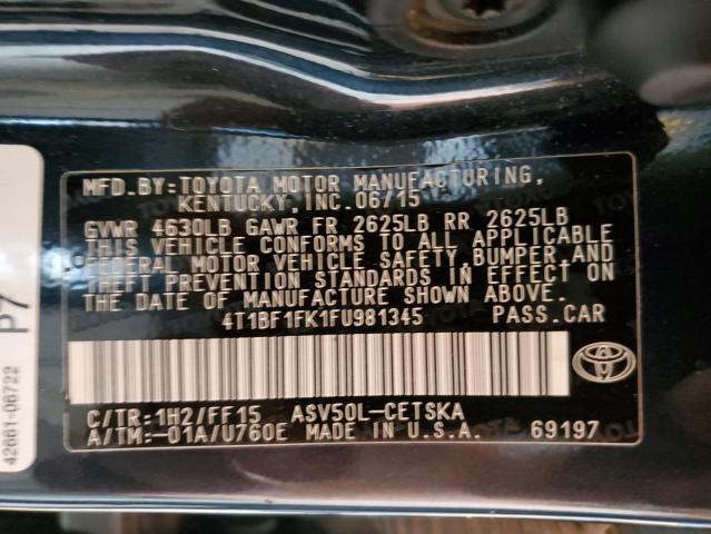 Photo 11 VIN: 4T1BF1FK1FU981345 - TOYOTA CAMRY 