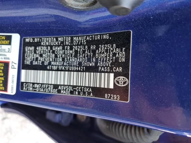 Photo 11 VIN: 4T1BF1FK1FU994421 - TOYOTA CAMRY 