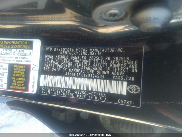 Photo 8 VIN: 4T1BF1FK1GU124234 - TOYOTA CAMRY 