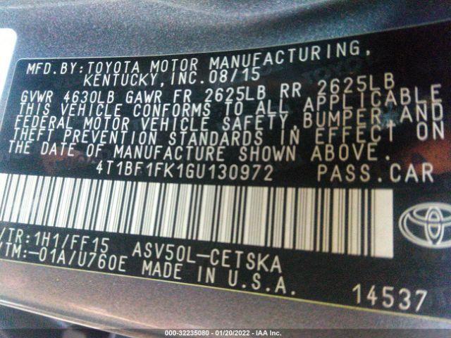 Photo 8 VIN: 4T1BF1FK1GU130972 - TOYOTA CAMRY 