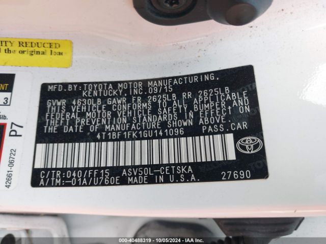 Photo 8 VIN: 4T1BF1FK1GU141096 - TOYOTA CAMRY 