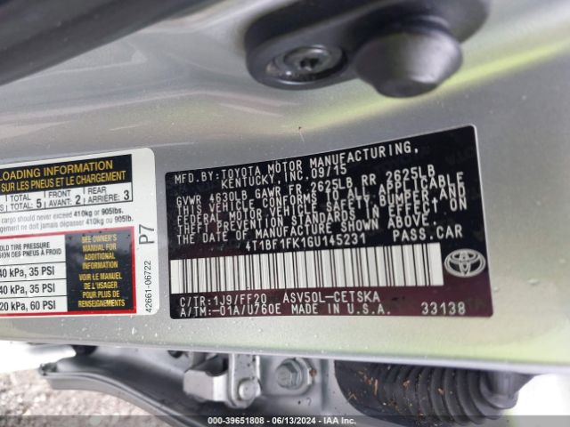 Photo 8 VIN: 4T1BF1FK1GU145231 - TOYOTA CAMRY 