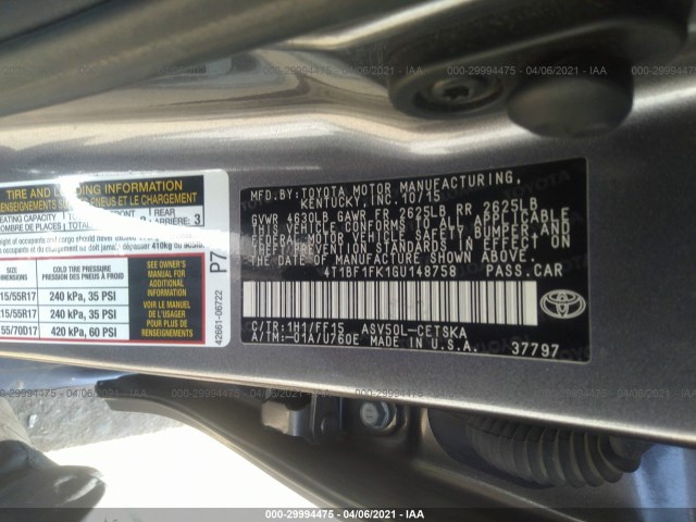 Photo 8 VIN: 4T1BF1FK1GU148758 - TOYOTA CAMRY 