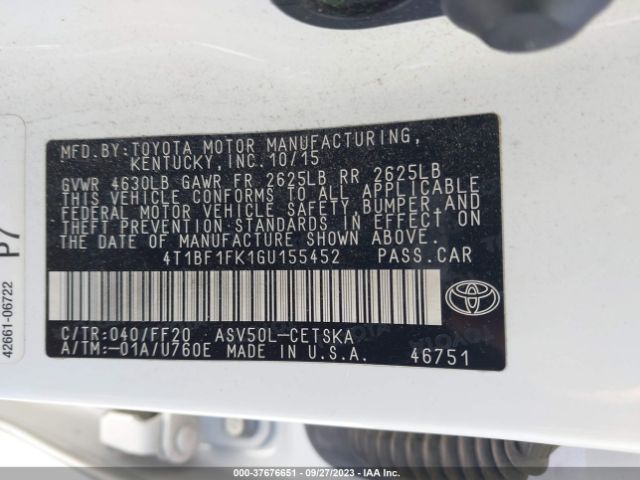 Photo 8 VIN: 4T1BF1FK1GU155452 - TOYOTA CAMRY 