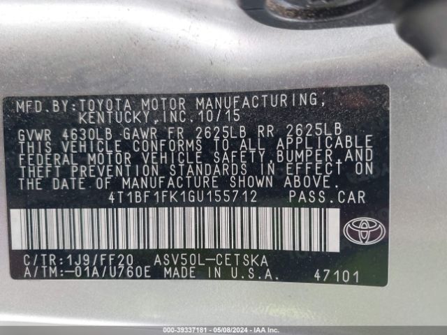 Photo 8 VIN: 4T1BF1FK1GU155712 - TOYOTA CAMRY 