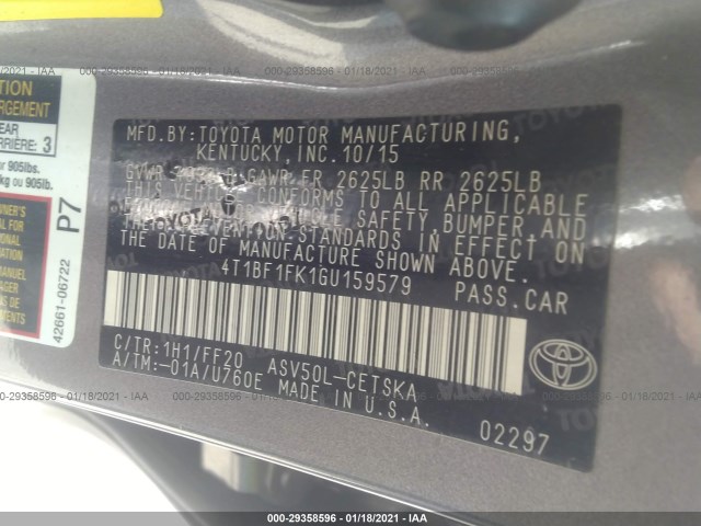 Photo 8 VIN: 4T1BF1FK1GU159579 - TOYOTA CAMRY 