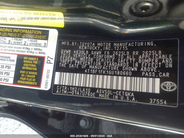 Photo 8 VIN: 4T1BF1FK1GU180660 - TOYOTA CAMRY 