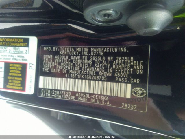 Photo 8 VIN: 4T1BF1FK1GU208795 - TOYOTA CAMRY 