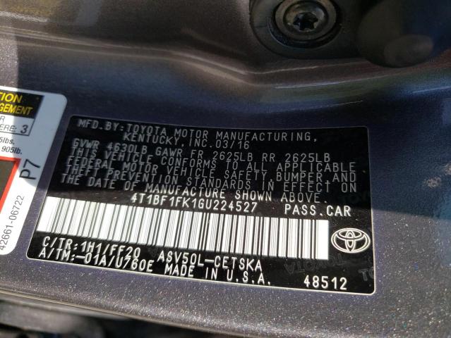 Photo 9 VIN: 4T1BF1FK1GU224527 - TOYOTA CAMRY LE 