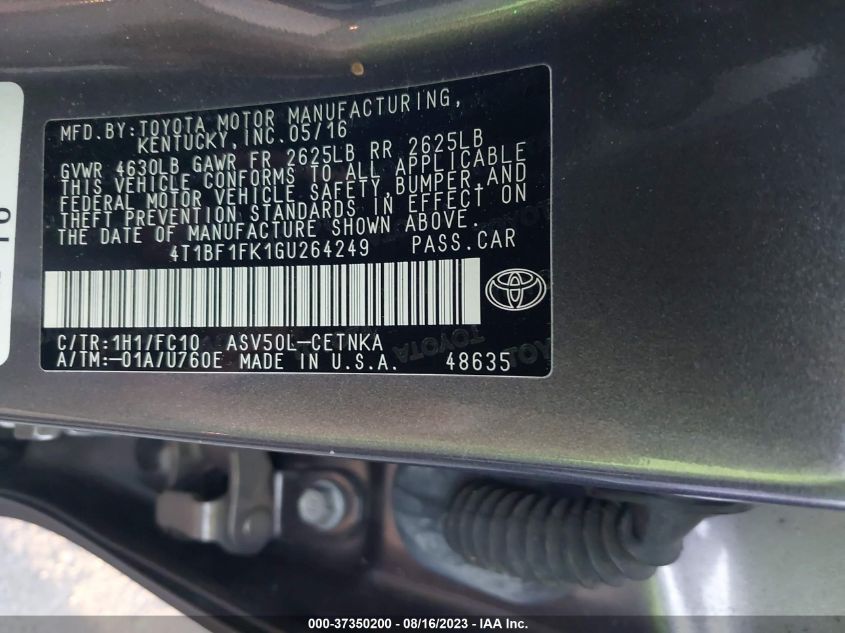 Photo 8 VIN: 4T1BF1FK1GU264249 - TOYOTA CAMRY 