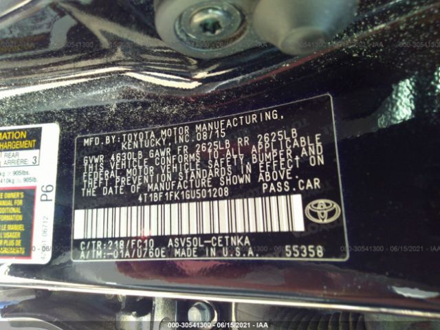 Photo 8 VIN: 4T1BF1FK1GU501208 - TOYOTA CAMRY 