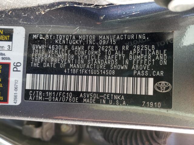 Photo 9 VIN: 4T1BF1FK1GU514508 - TOYOTA CAMRY LE 