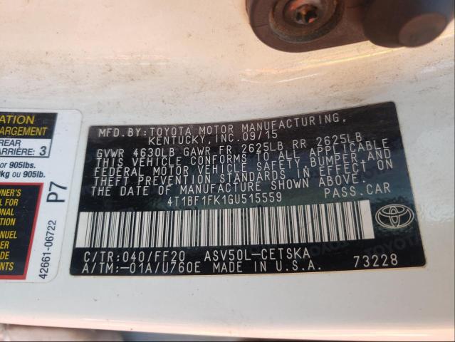 Photo 9 VIN: 4T1BF1FK1GU515559 - TOYOTA CAMRY LE 