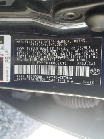 Photo 11 VIN: 4T1BF1FK1GU526786 - TOYOTA CAMRY LE 