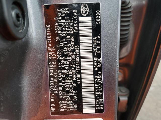 Photo 11 VIN: 4T1BF1FK1GU529025 - TOYOTA CAMRY LE 