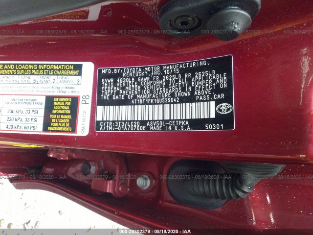 Photo 8 VIN: 4T1BF1FK1GU529042 - TOYOTA CAMRY 