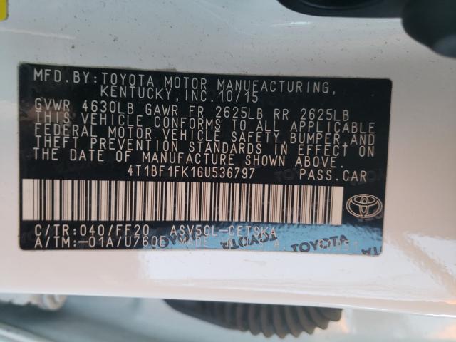 Photo 9 VIN: 4T1BF1FK1GU536797 - TOYOTA CAMRY LE 